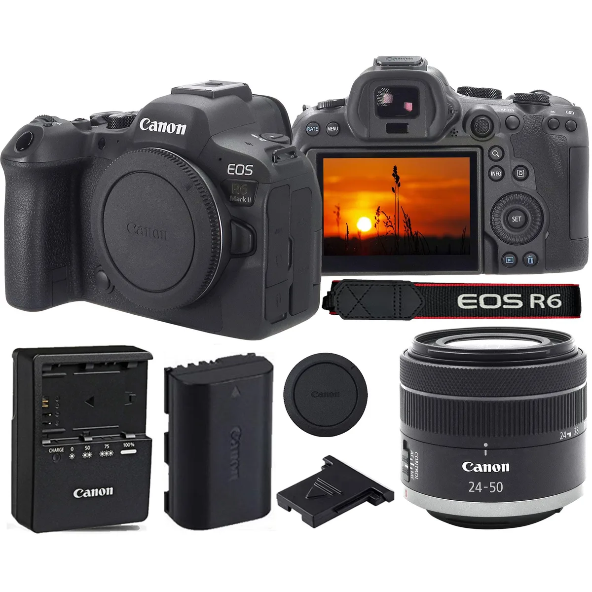 Canon Canon EOS R6 Mark II with RF 24-50mm f/4.5-6.3 IS STM Lens compact mirrorless camera — product photo