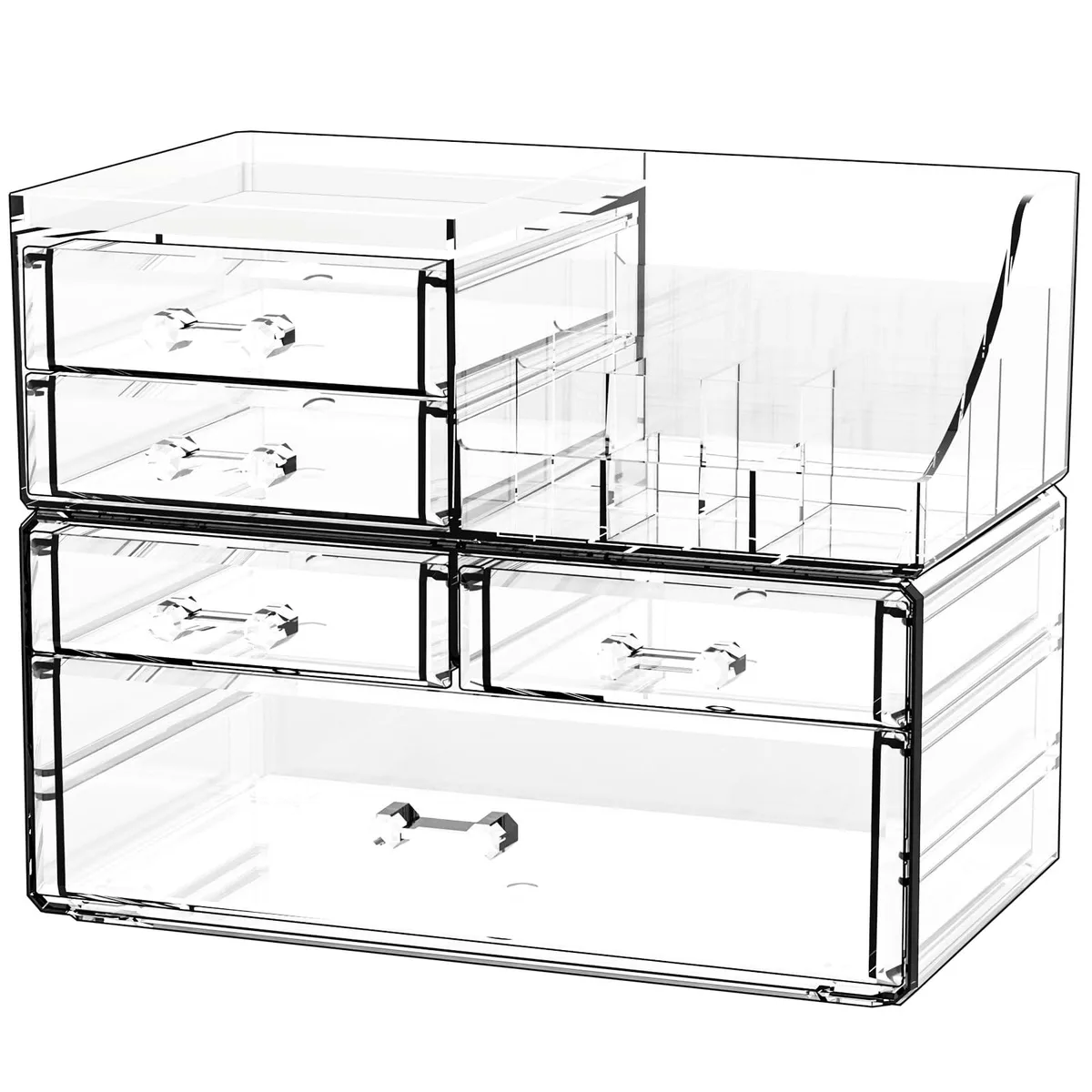  Clear Clear--6803 Bath Storage Black 14.33in W x 12.83in H x 9.06in D 5 Drawers — product photo