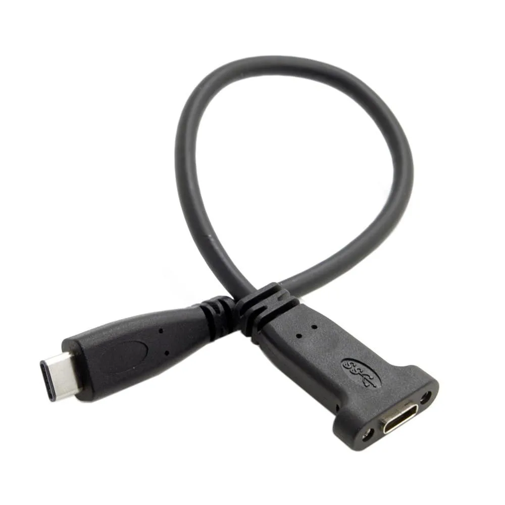 LORDWORLD LORDWORLD USB 3.1 Type-C Male to Female Extension Cable with Panel Mount Screw Hole — product photo
