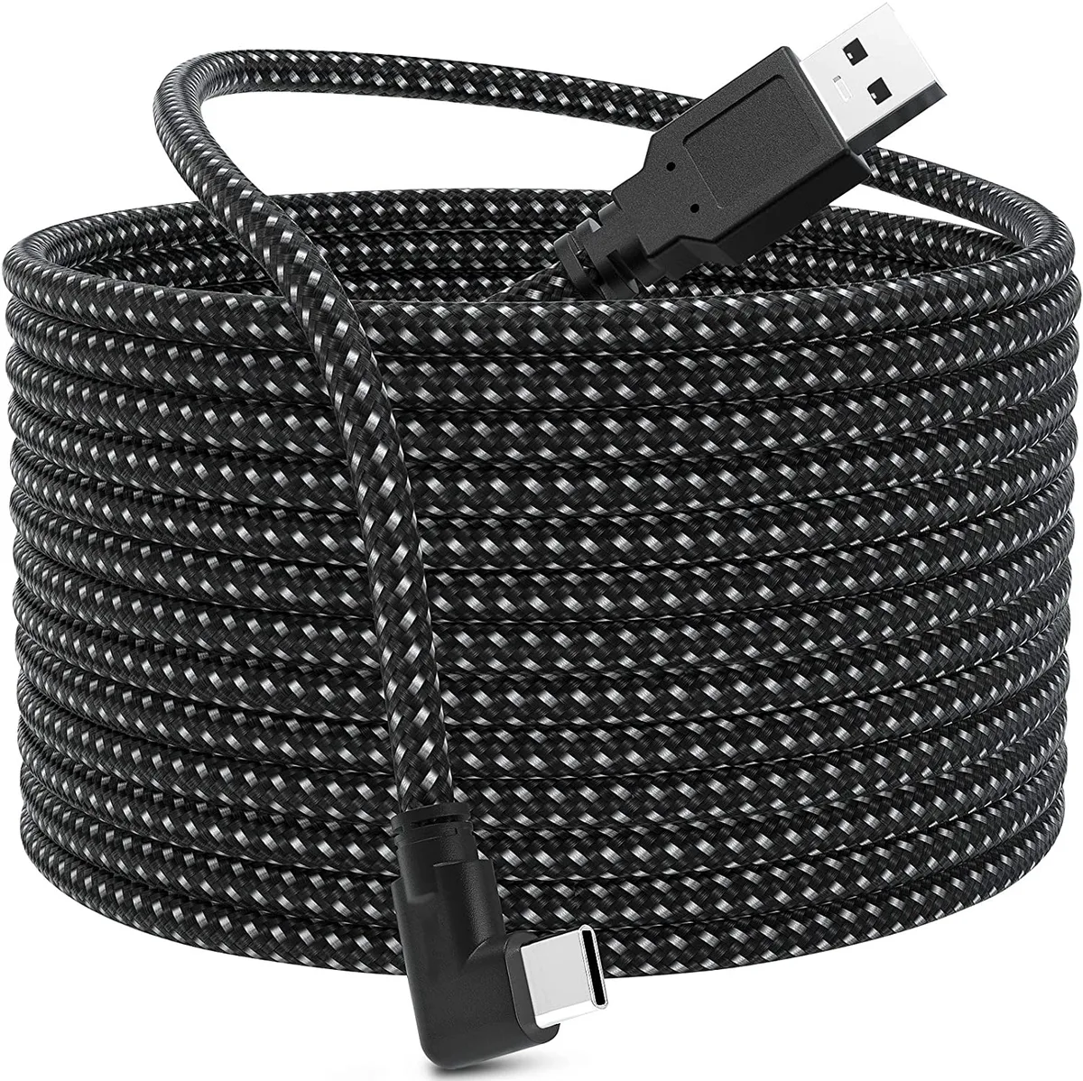 IHDAPP IHDAPP 16ft USB A to USB C VR Link Cable Nylon Braided 90° 5Gbps 3A Black — product photo