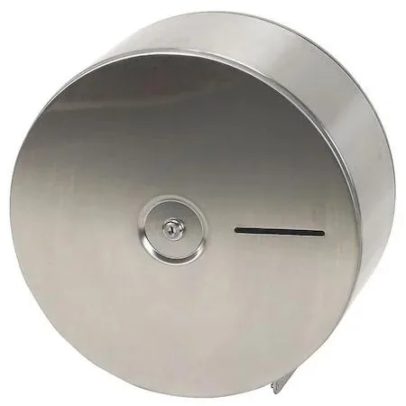 Silver stainless steel jumbo toilet paper dispenser, 12 in capacity