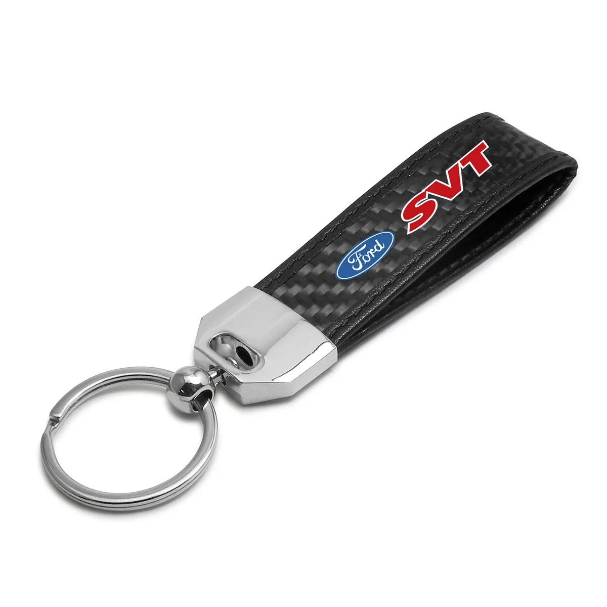 iPick Image, LLC iPick Image, LLC Ford SVT Real Carbon Fiber Leather Strap Key Chain Black Stitching Car Electronics Accessory — product photo