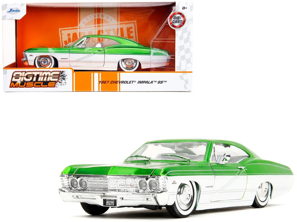 Jada Jada 1967 Chevrolet Impala SS Green Metallic White 1/24 Diecast — product photo
