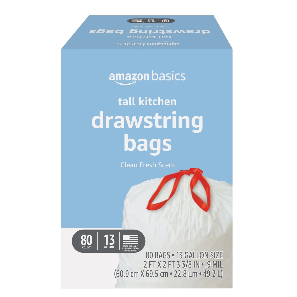  Baldwin 13 Gallon Drawstring Trash Bags Clean Fresh Scent .9 mil 80 Count — product photo