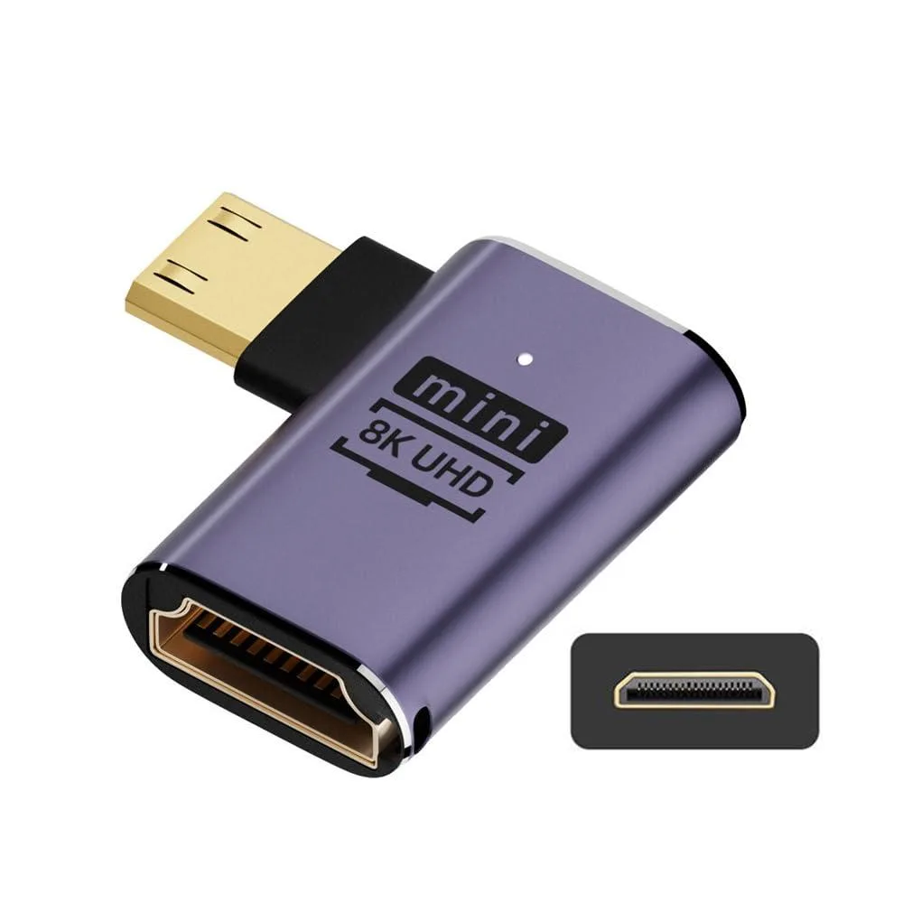 LORDWORLD LORDWORLD 8K Mini HDMI Male to HDMI 2.1 Female Right Angled Adapter Gold — product photo