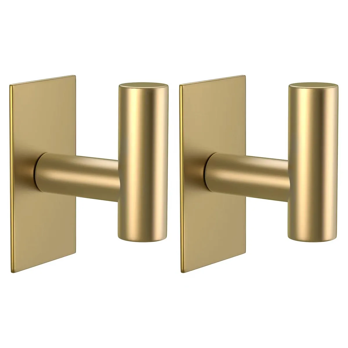 Two gold stainless-steel adhesive hooks, smooth finish