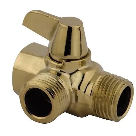 Polished brass shower arm diverter with dual outlets