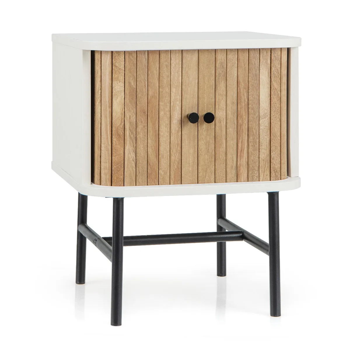 SlickBlue SlickBlue Mid-century Nightstand Sliding Doors White 16 x 15.5 x 19.5 — product photo