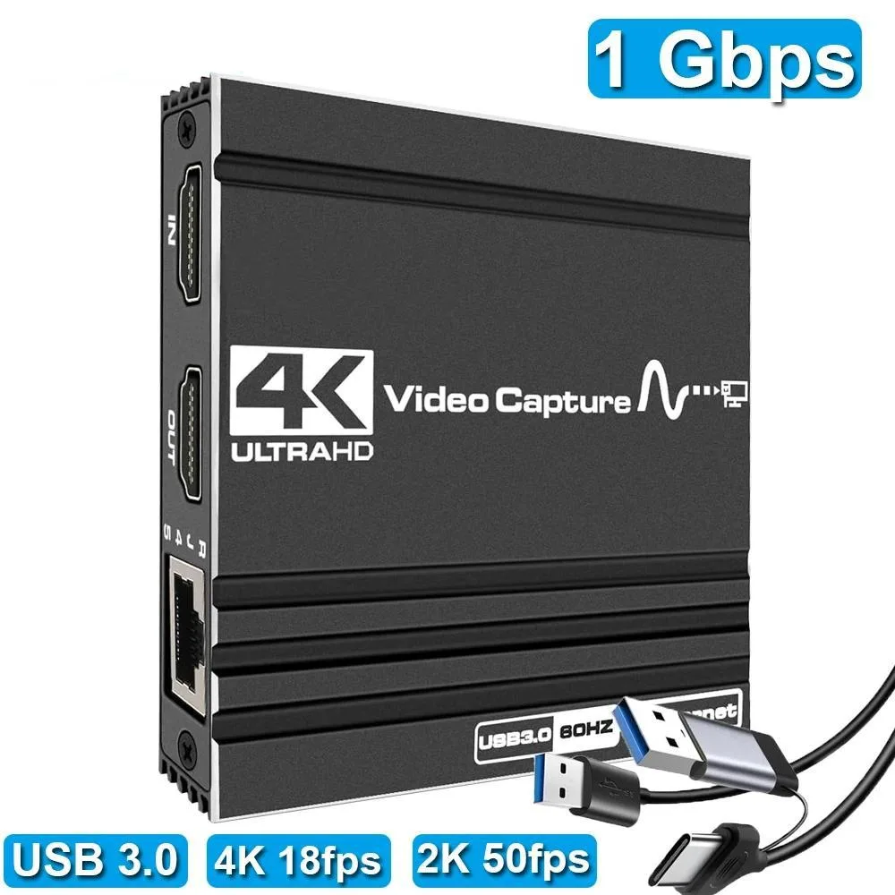 Jansicotek Jansicotek OZC9 video capturing device USB 3.0 USB-C 4K 60Hz 1080P 60fps RJ45 mic — product photo