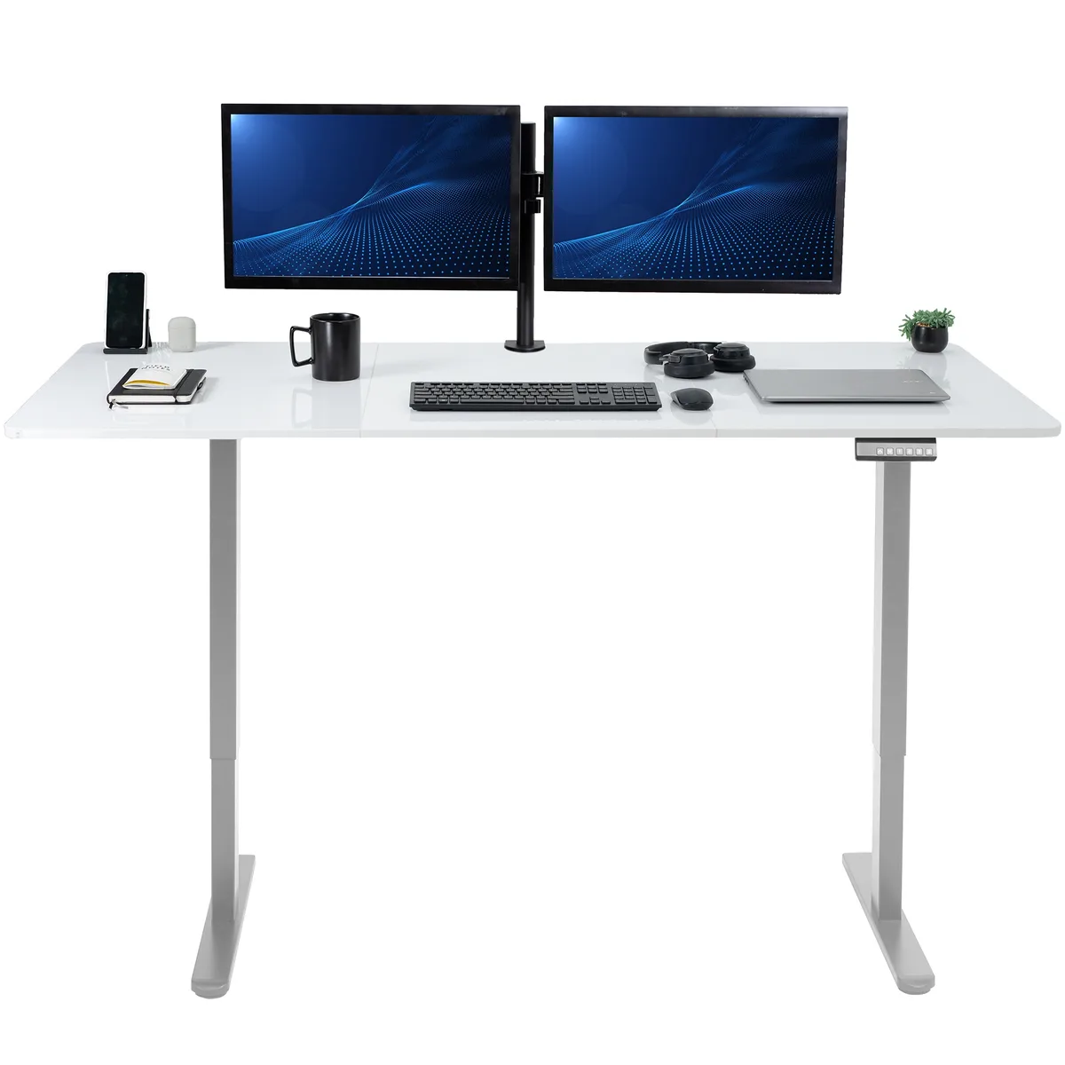 VIVO VIVO Electric Dual Motor Desk 71 x 30 White Dry Erase Top Gray Frame 220 lbs — product photo