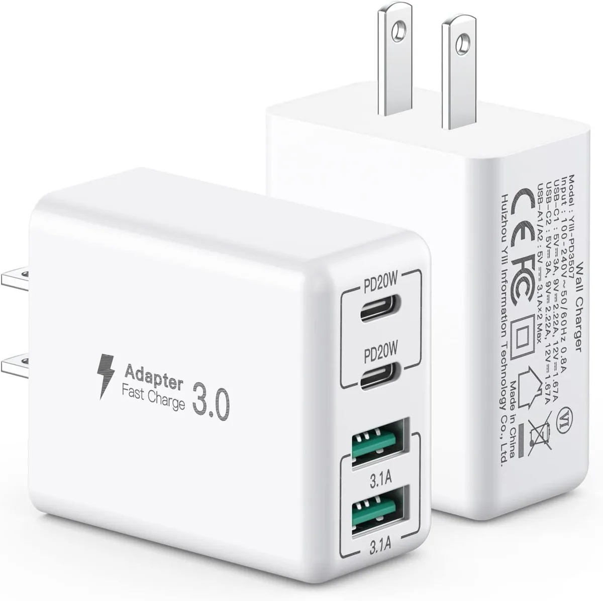 PISKEKAT PISKEKAT 40W 4-Port USB-C Charger Kit 2 Pack — product photo