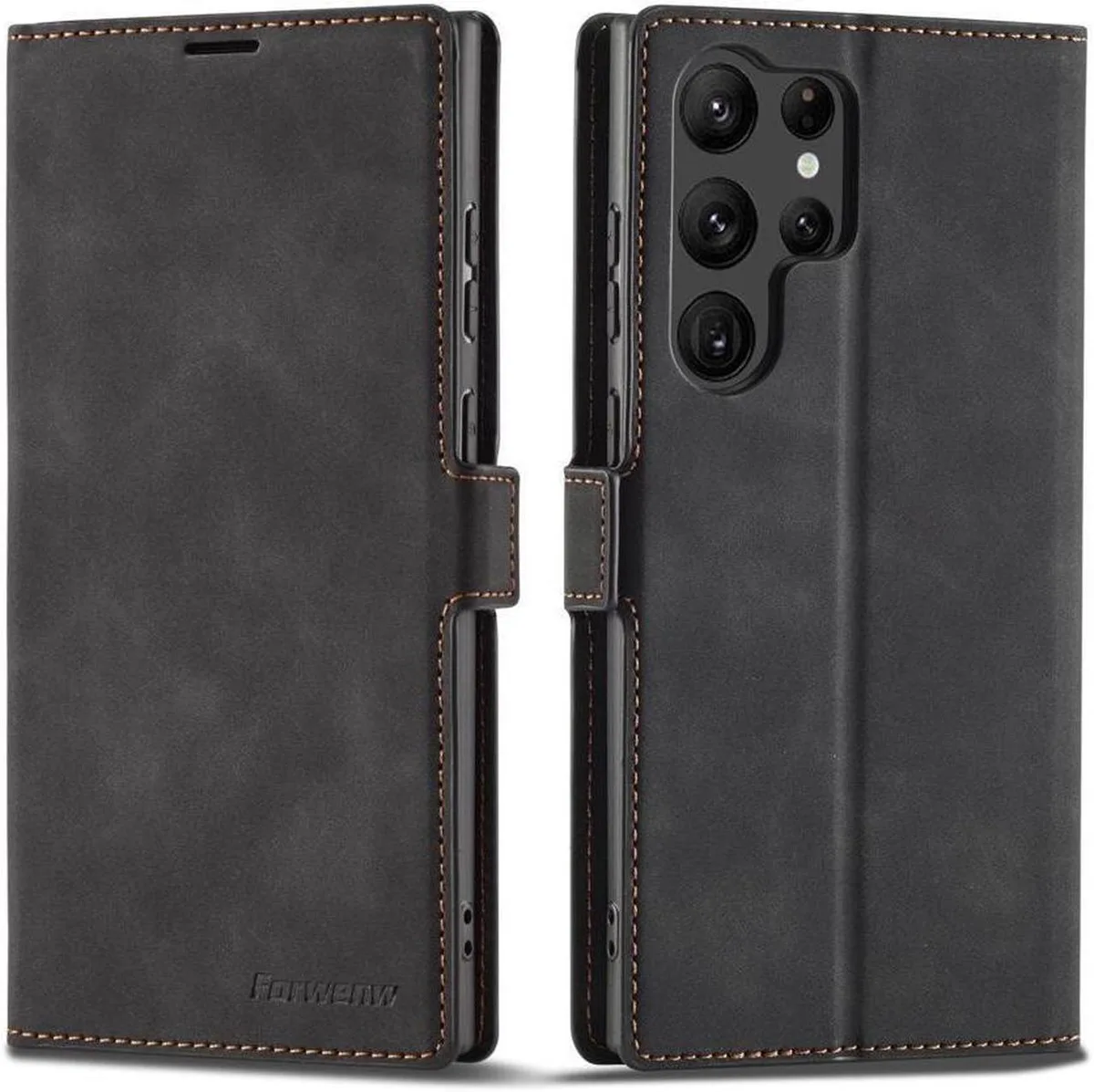 BONAEVER BONAEVER Case Samsung Galaxy S24 Ultra 6.8 inch PU Leather Wallet Flip Black — product photo