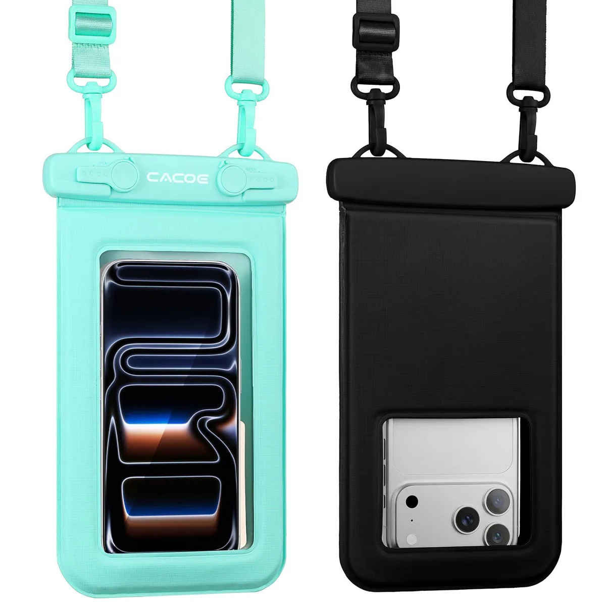  CACOE 06CMWB Waterproof Phone Cover 9.0" 2 Pack Black Green — product photo