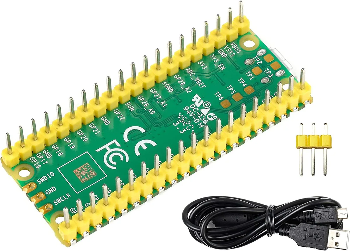 WaveShare WaveShare Raspberry Pi Pico RP2040 Development Board with Yellow Pre-Soldered Header — product photo