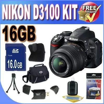 Nikon Inc Nikon D3100 14.2MP Digital SLR Camera Kit with 18-55mm f/3.5-5.6 Lens 16GB — product photo
