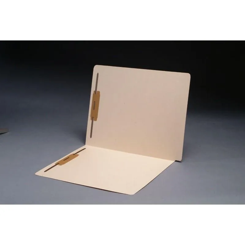 Box of 50 manila file folders with full-cut end tabs and fasteners