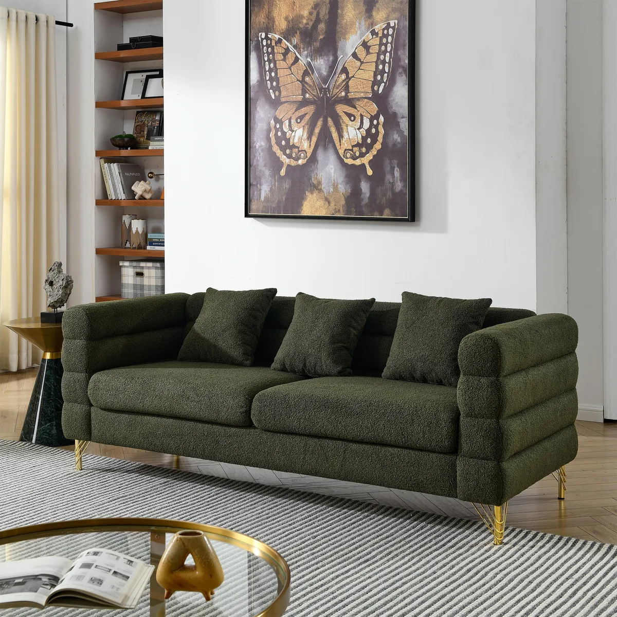 tuphen tuphen 81Inch 3 Seater Sectional Sofa Green teddy W834S00033 — product photo