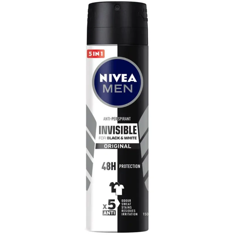 Nivea Nivea Men Invisible Black &amp; White Spray 150 ml NIVE-SPR-BW-15001 — product photo