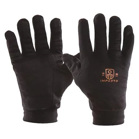 Black jersey cotton glove liners knit cuff full finger pair 2XL