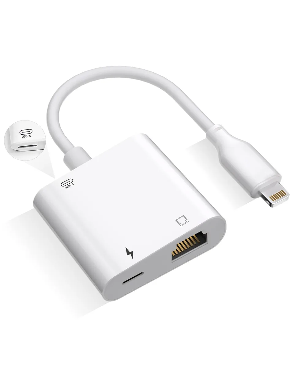  Zebra Lightning to Ethernet Adapter with Charging RJ45 100Mbps Black — product photo