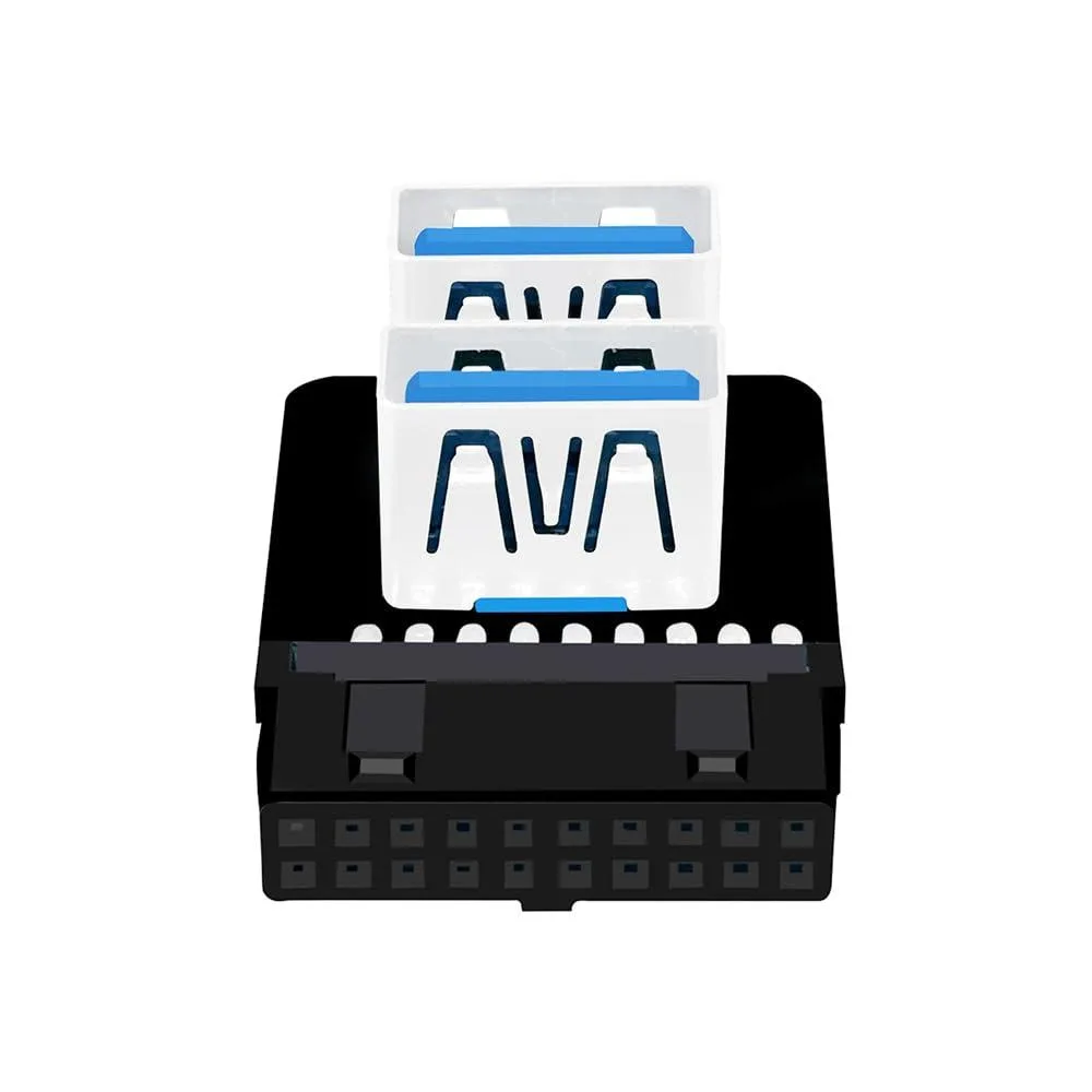 Fervit Fervit USB 3.0 19/20pin Header to Dual Type-A 10Gbps 90° Angled Adapter — product photo