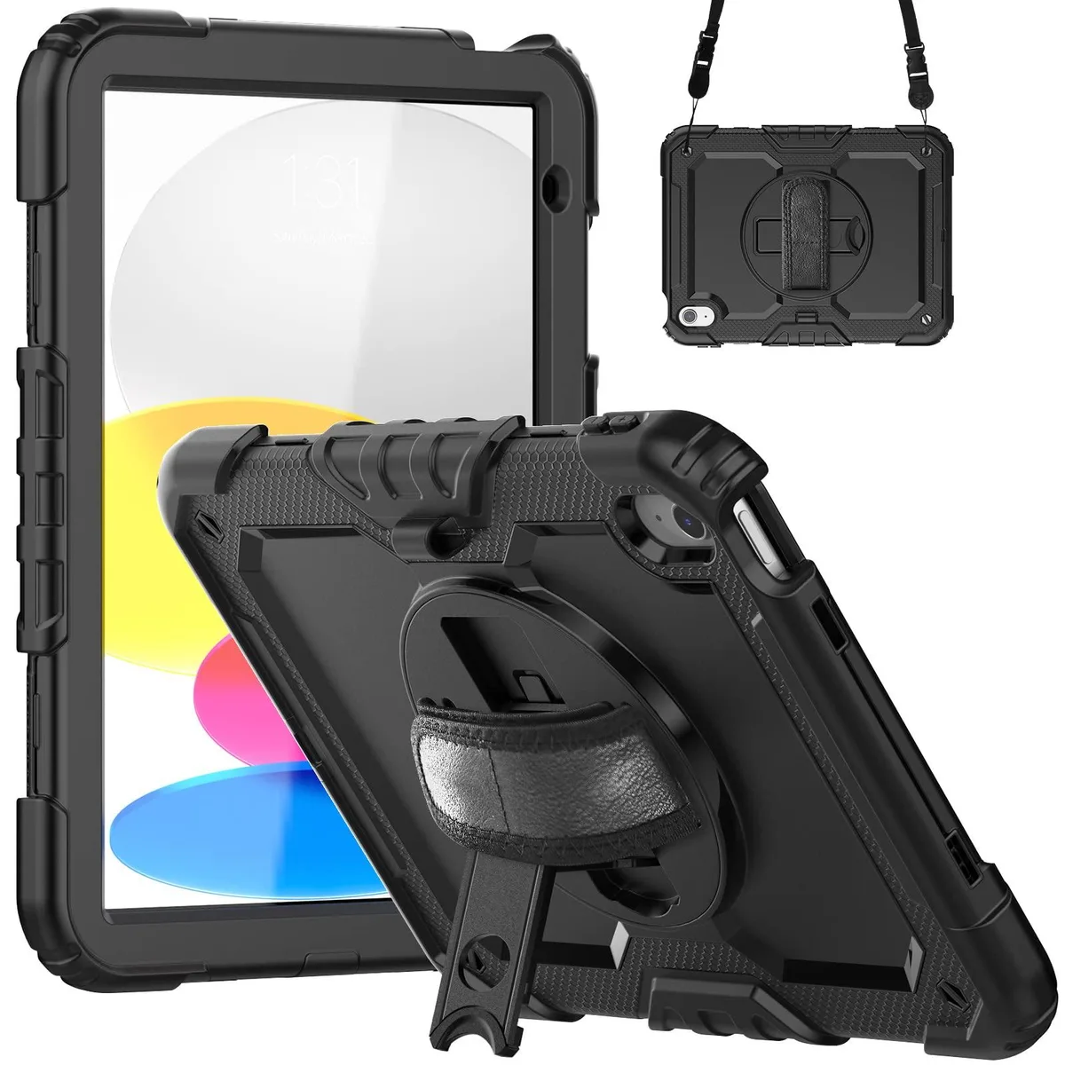 Timoom Timoom Heavy Duty Case with 360° Kickstand & Strap for iPad 11th Gen 11" 2025 / 10th Gen 10.9" 2022, Black — product photo