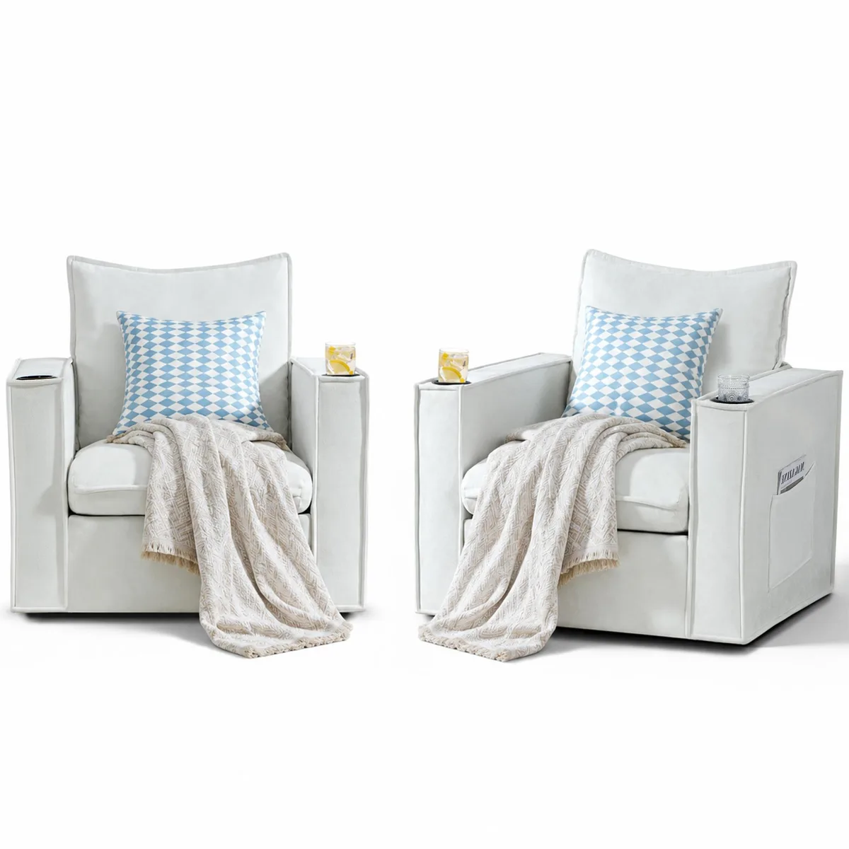 VANBOW VANBOW 32 Inch Swivel Accent Chair Set of 2 White — product photo