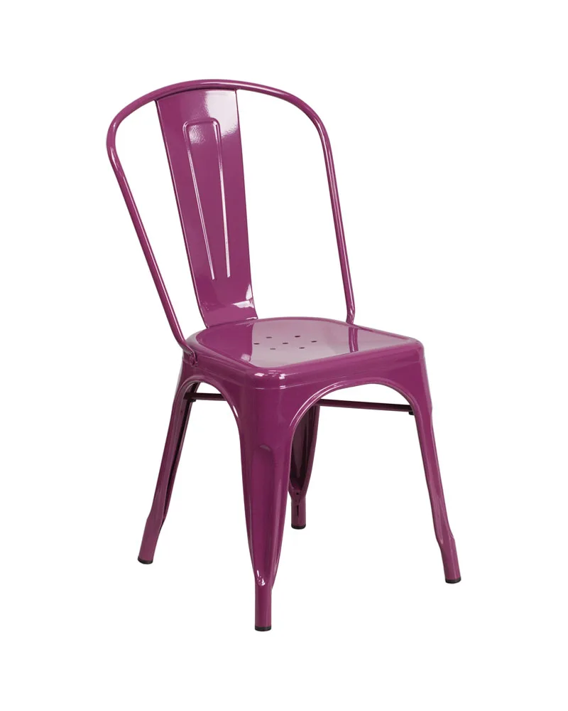 Flash Furniture Flash Furniture Purple Metal Stackable Chair 17.75"W x 20"D x 33.5"H — product photo