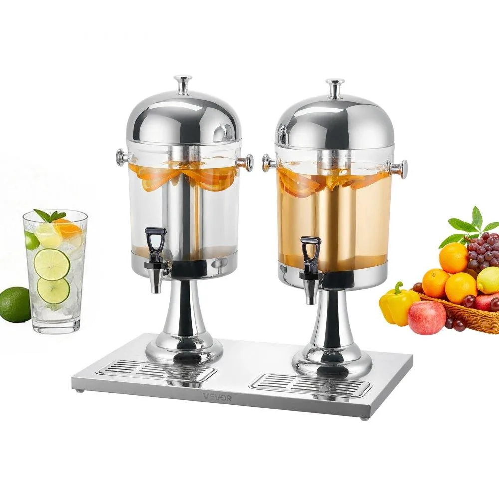 VEVOR VEVOR 2.1 Gallon Dual Cylinder Beverage Dispenser Stainless Steel Silver — product photo