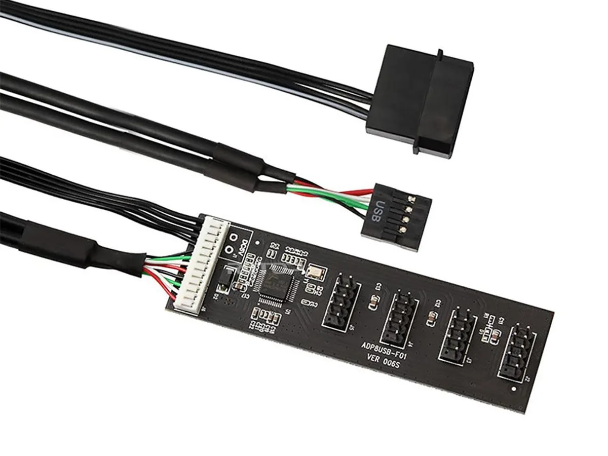 RIITOP RIITOP USB 2.0 9pin 10pin Header 1 to 4 Female Splitter Extension Cable HUB with IDE 5V Power Connector — product photo