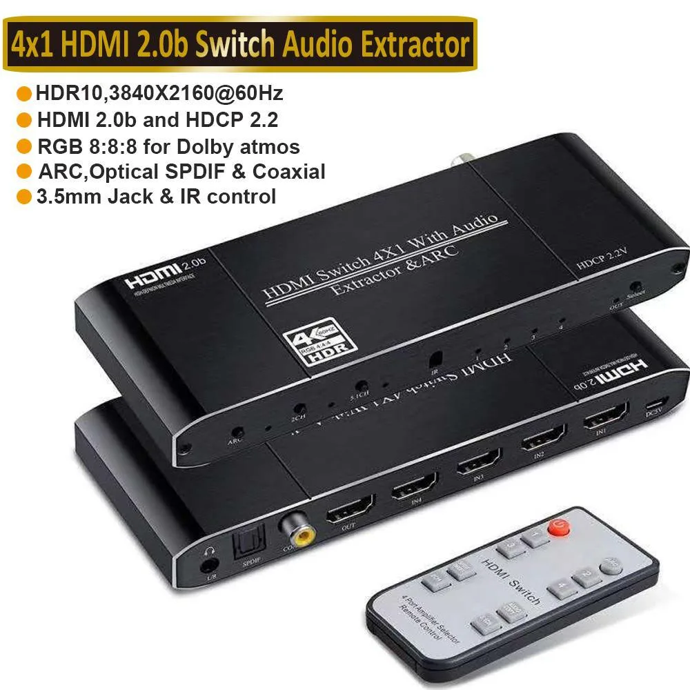 WRIARICH WRIARICH OZQ9 4K 60Hz 4-in-1 HDMI Switch Audio Extractor — product photo