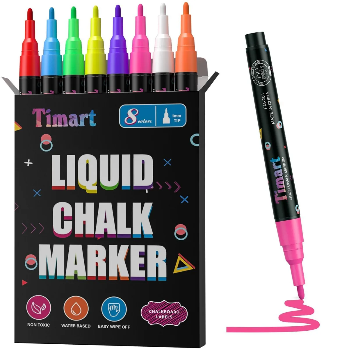Extra Fine Tip Chalk Markers 8 Pack 1mm Multicolor — product photo