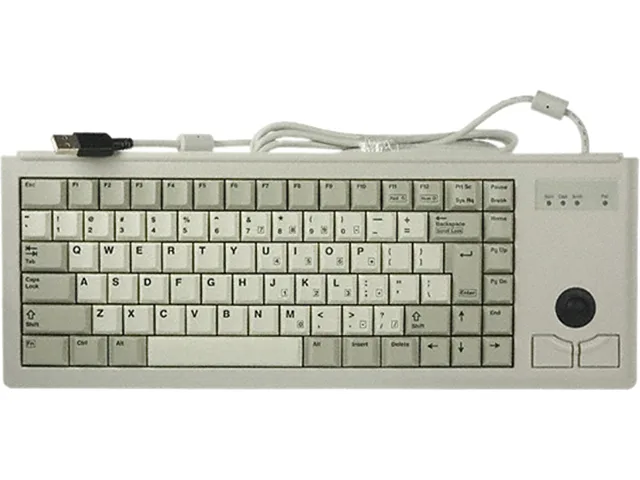 Cherry Cherry G84-4420LUBEU-0 15" ultraslim pos keyboard with optical trackball, light gray — product photo