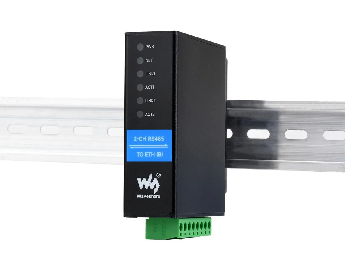 WaveShare WaveShare 2-Ch RS485 to Ethernet Converter Industrial Isolated Serial Server — product photo