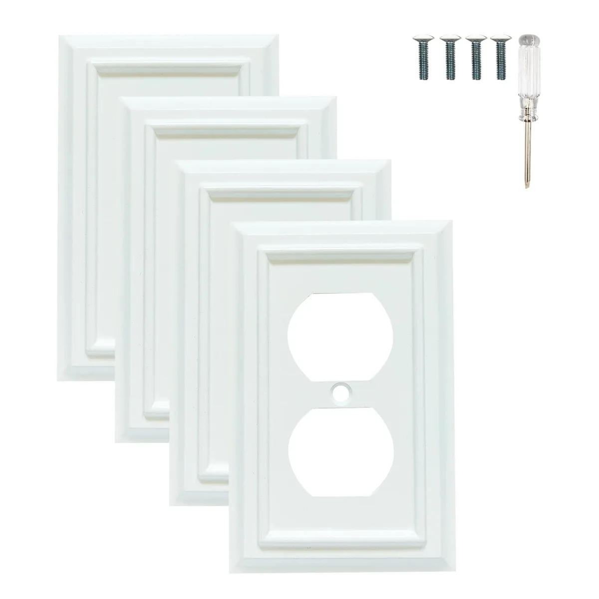  WNB001 1 Gang Duplex Switch Plate 4 Pack White 3.15x4.88 Inch — product photo