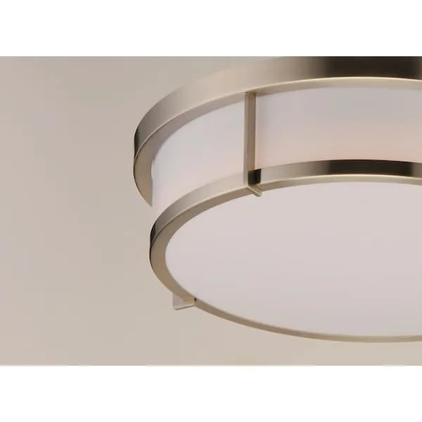 Round satin nickel flush mount light 17 inches wide