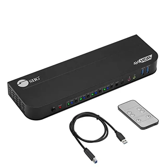 APEVIA CORP. APEVIA CORP. 4-Port 4K HDMI KVM Switch 60Hz 2x USB 3.2 2x USB 2.0 Remote — product photo