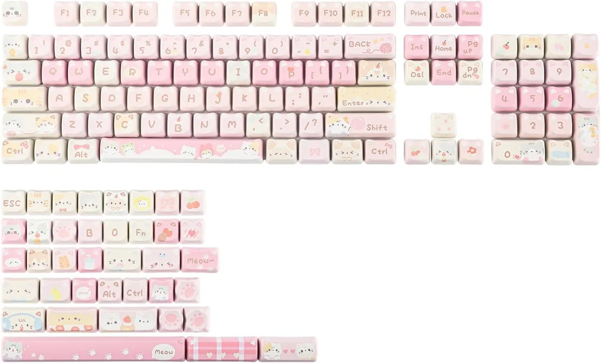 usbroway usbroway KiiBOOM Cute Cat Keycaps Set Mao Profile PBT/PC 96% — product photo
