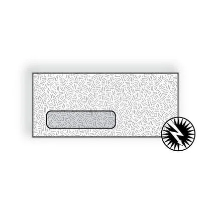 Box of 500 white #9 window envelopes with black confetti tint