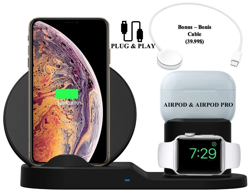 Stimula Lifestyle Stimula Lifestyle 3-in-1 Wireless Charger 10W Black — product photo