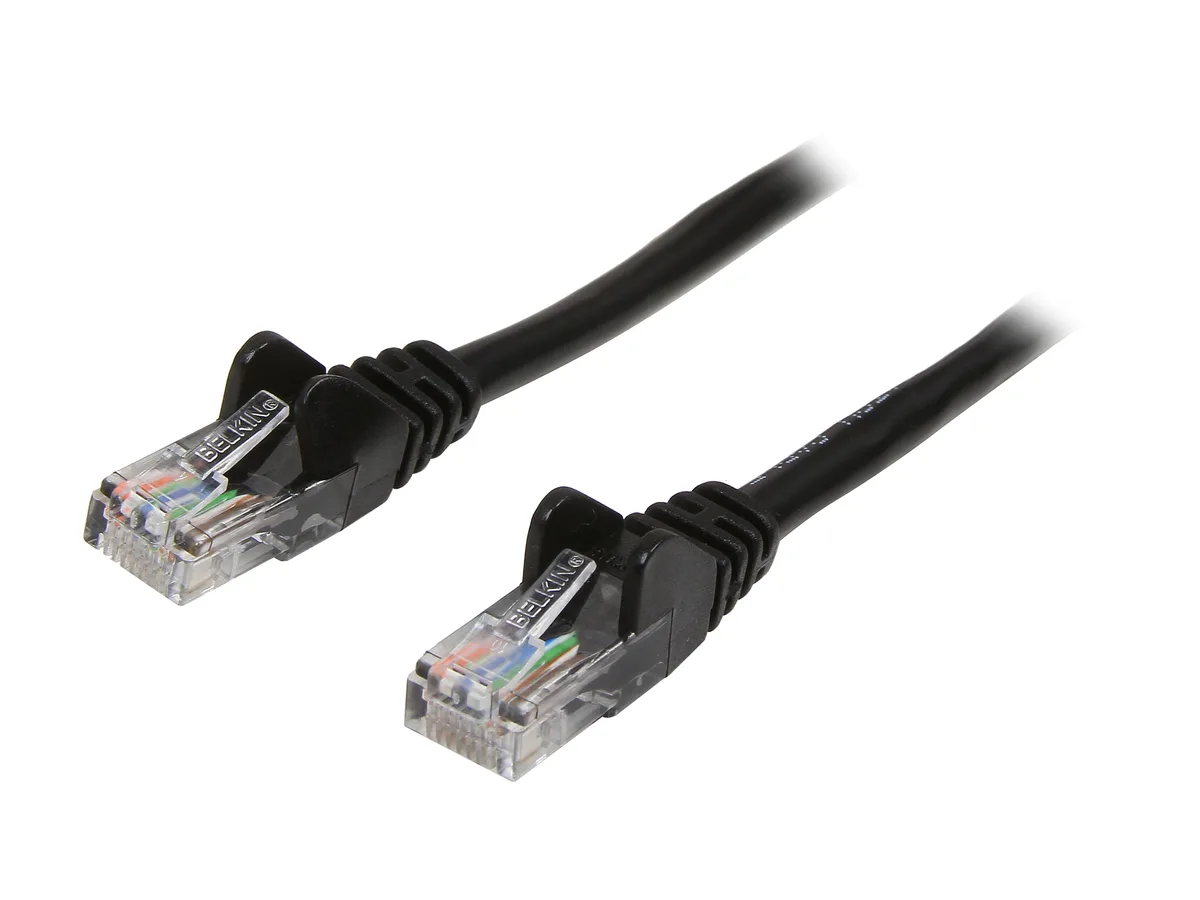 Belkin Belkin A3L791-15-BLK-S network ethernet cable 15 ft CAT5e RJ45 black — product photo