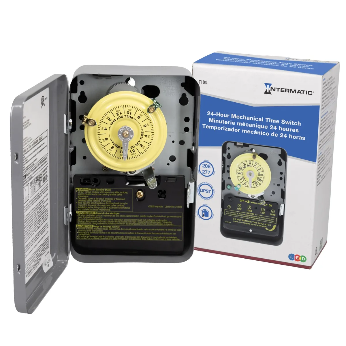  Intermatic T104 24-Hour Mechanical Timer Switch 208-277V DPST 40A Indoor — product photo