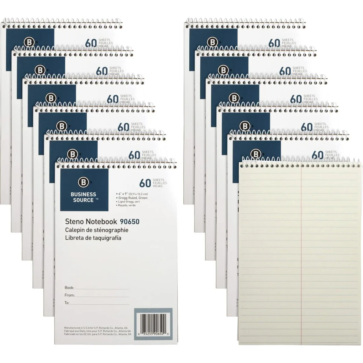 Business Source Business Source 90650PK Steno Notebook 12 Pack 60 Sheets — product photo