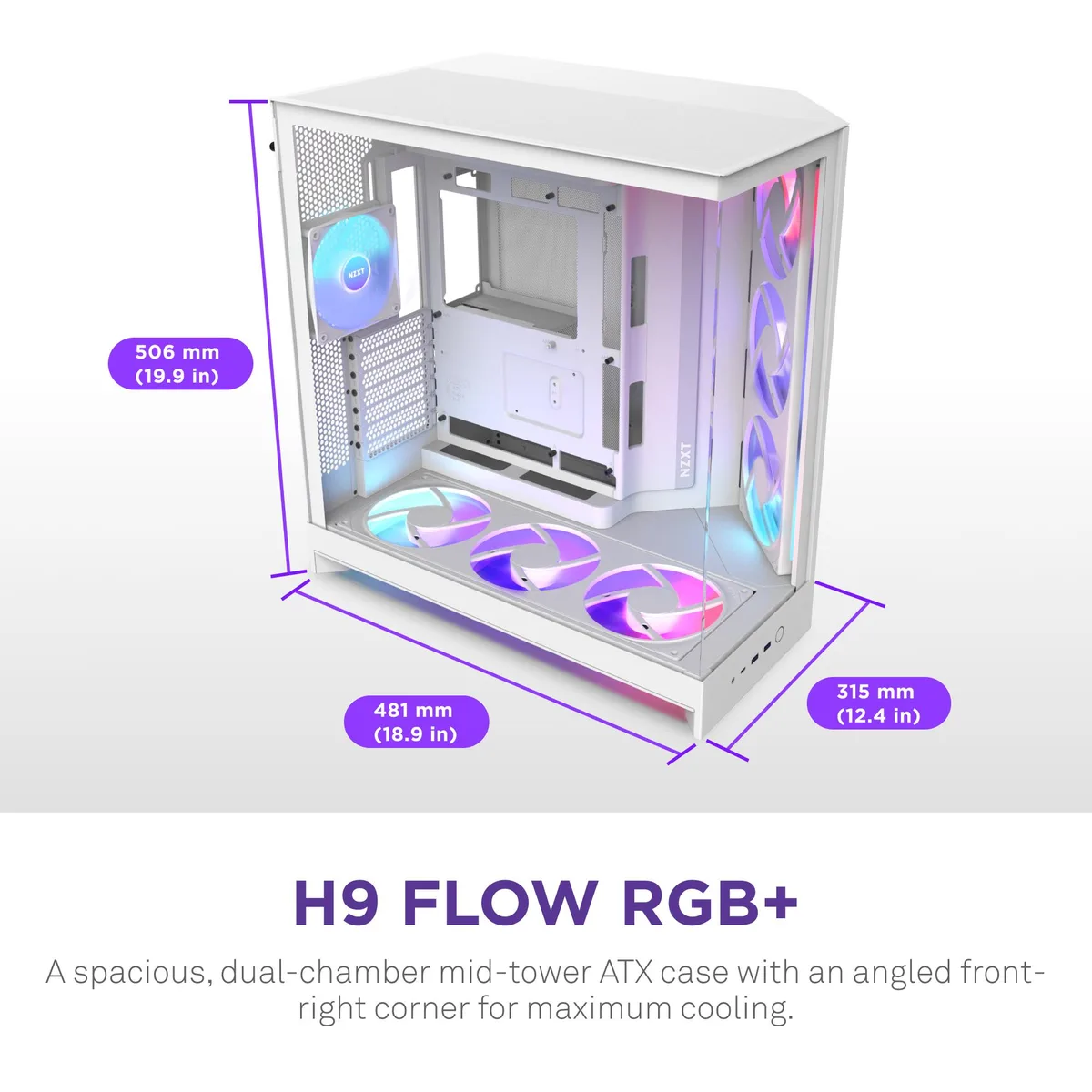 NZXT NZXT CM-H92FW-P1 H9 Flow RGB+ PC case White — product photo