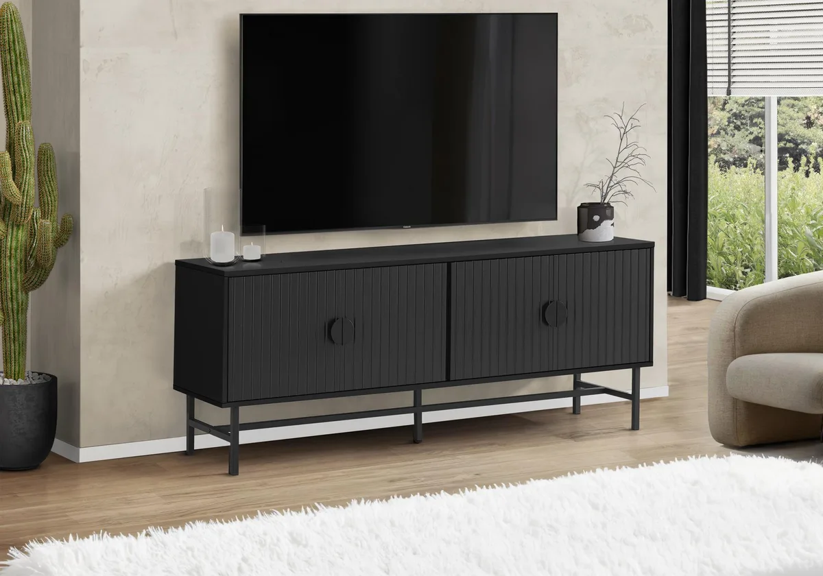tuphen tuphen 60 Inch TV Stand Black Laminate Black Metal — product photo