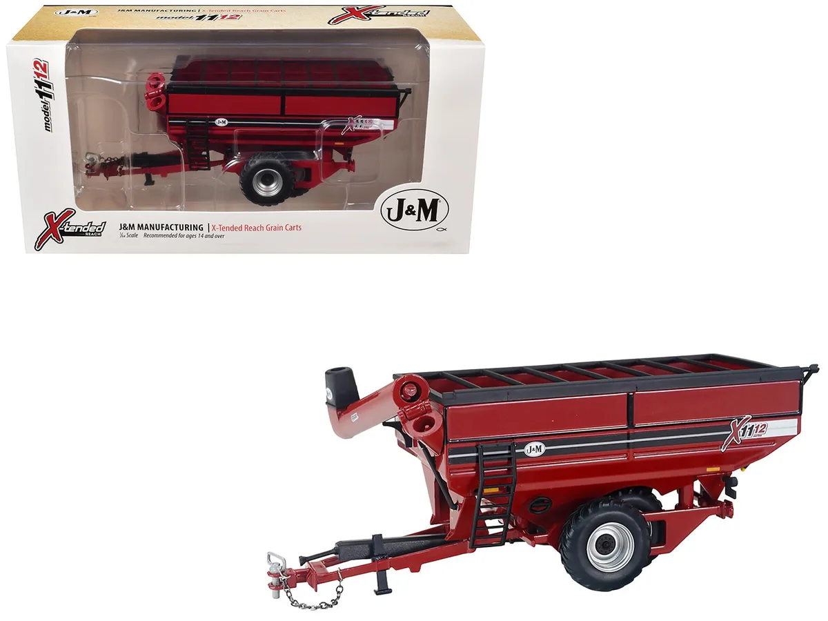 SpecCast Collectibles SpecCast Collectibles J&amp;M 1112 X-Tended Reach Grain Cart Dual Wheels Red 1/64 hobby collectible — product photo