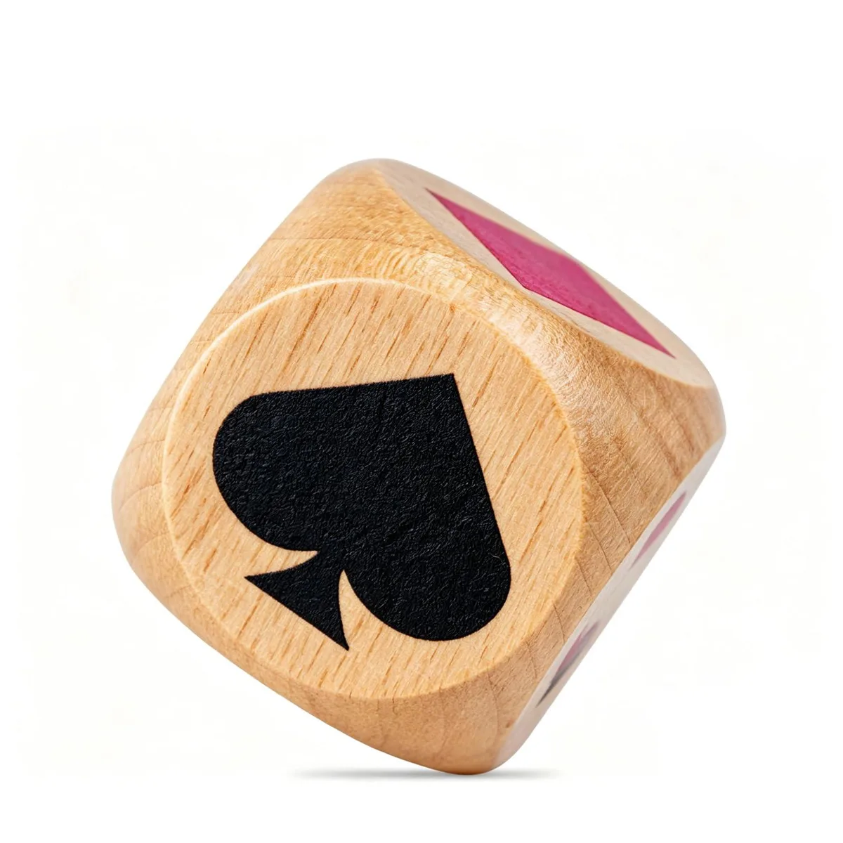 Wooden cube dice 1.57 inch with printed suit symbols