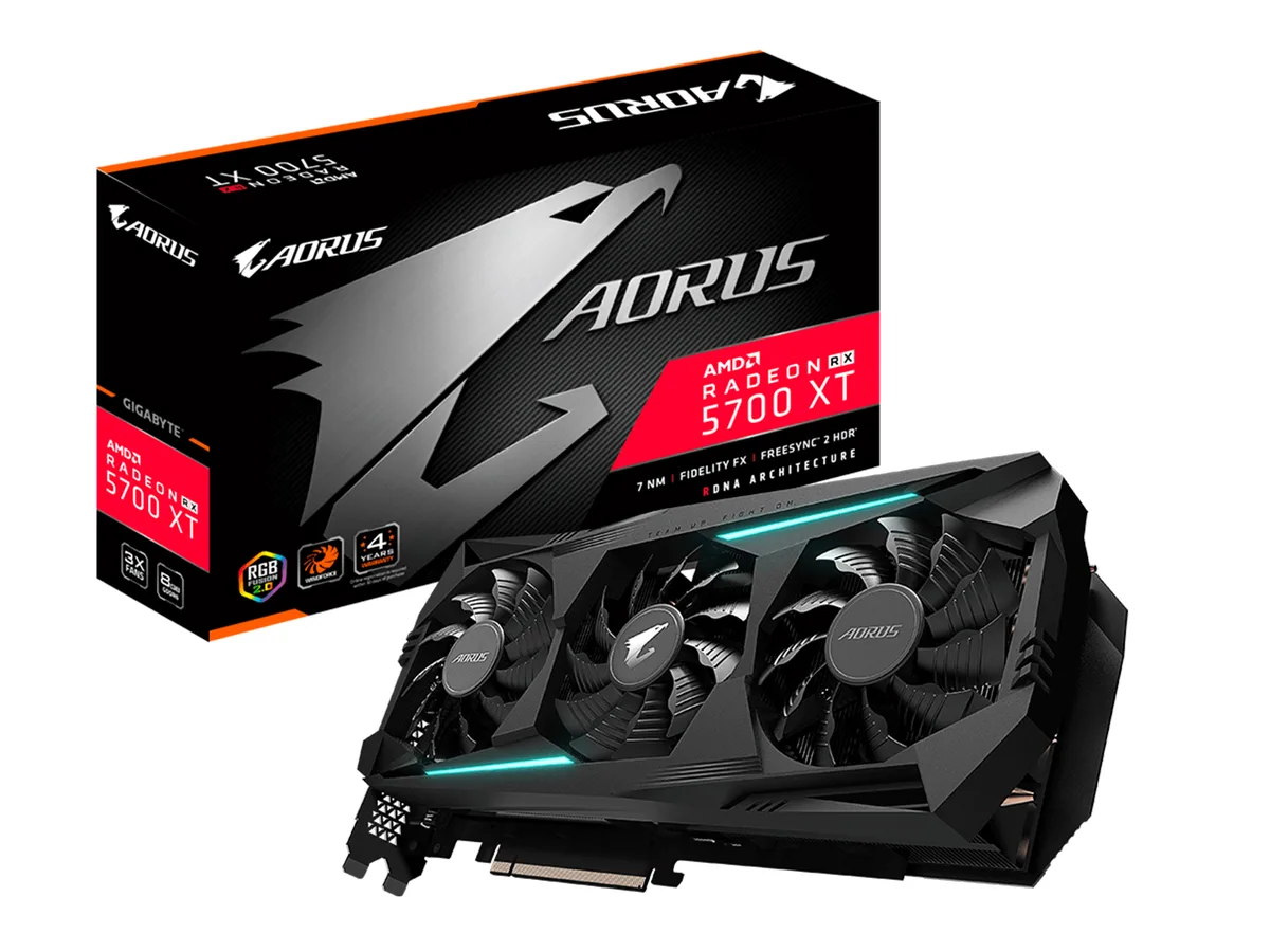 GIGABYTE GIGABYTE AORUS Radeon RX 5700 XT 8GB graphics card GV-R57XTAORUS-8GD — product photo