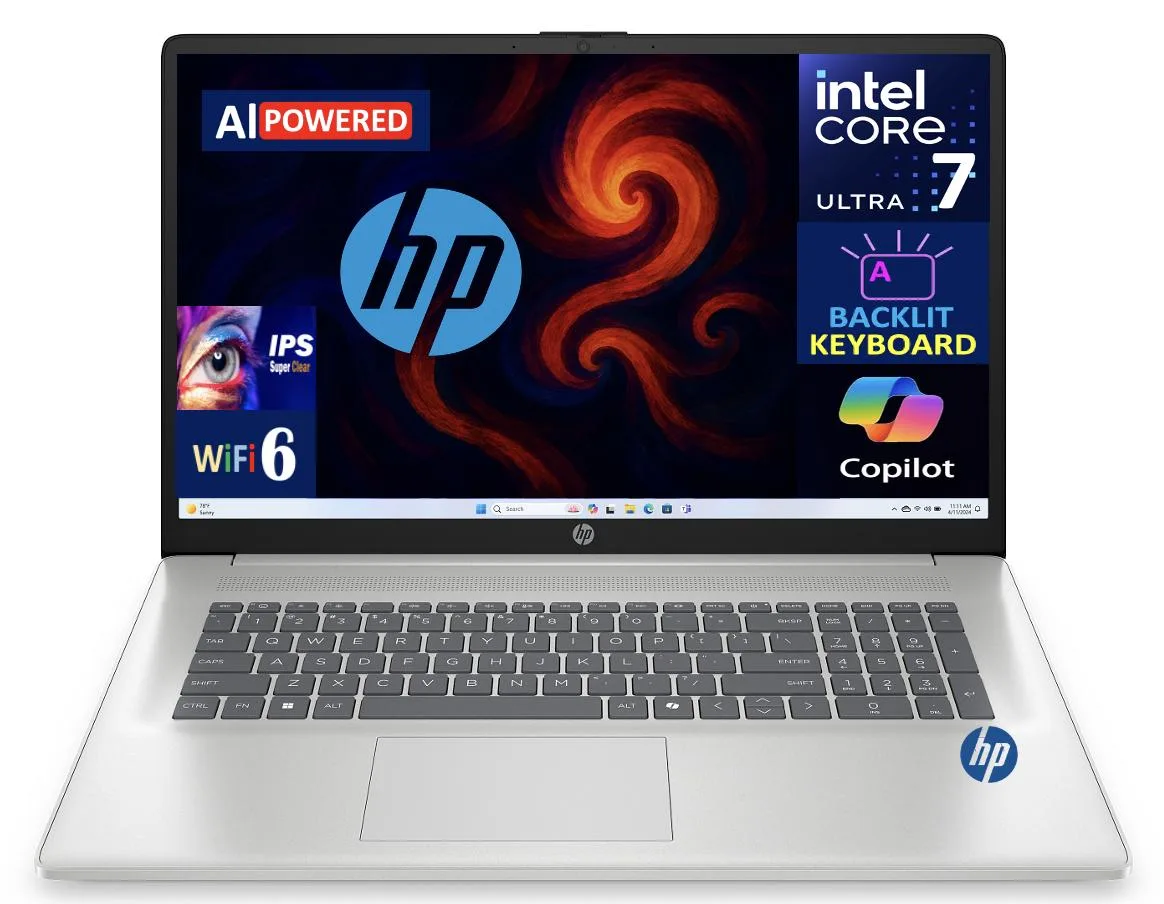 HP HP AI Ultra 7-255U 16GB DDR5 512GB NVMe 17.3" laptop — product photo