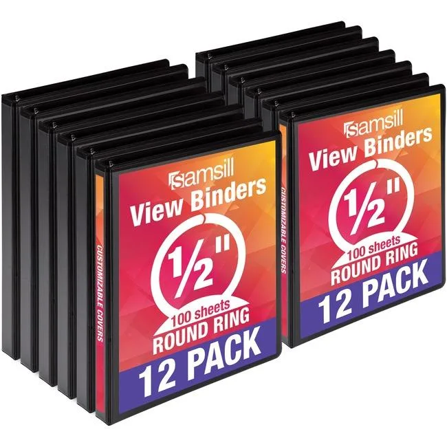 Samsill Samsill I08510C 1/2" 3-Ring View Binder Black 12/Pack — product photo